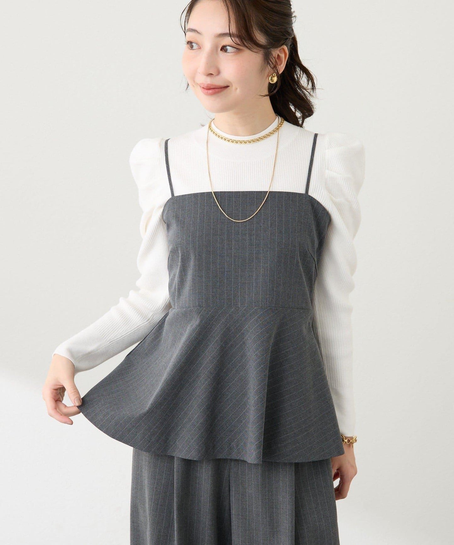 安哥拉觸感墊肩羅紋針織衫