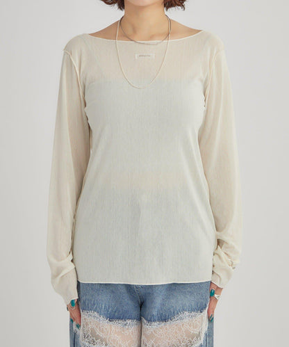 2way薄紗長袖T恤