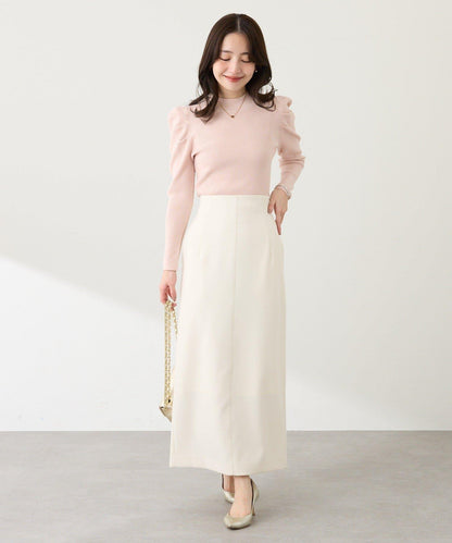 安哥拉觸感墊肩羅紋針織衫