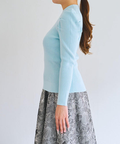 安哥拉觸感墊肩羅紋針織衫