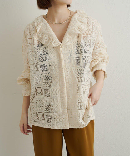 蕾絲荷葉邊襯衫