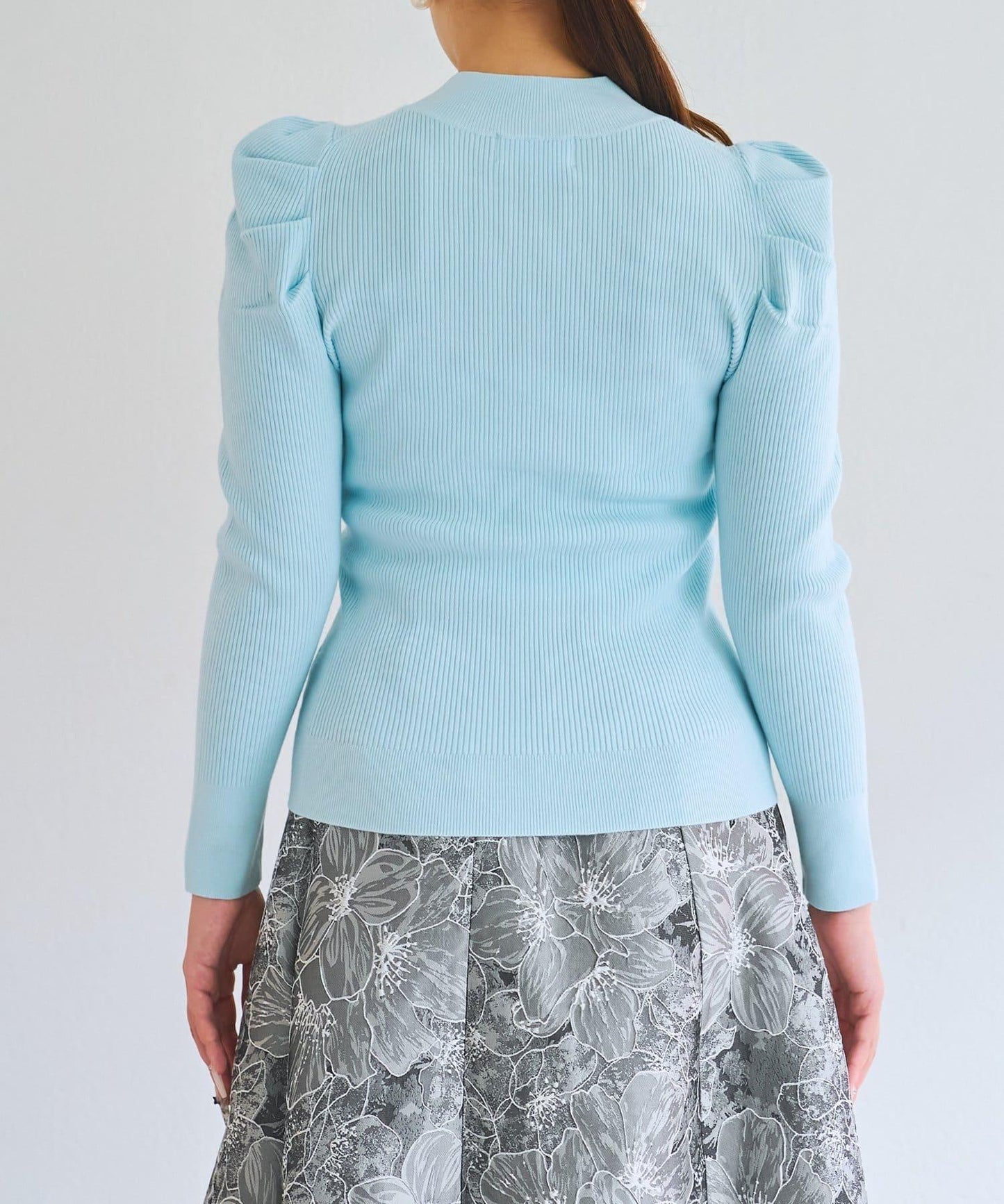 安哥拉觸感墊肩羅紋針織衫