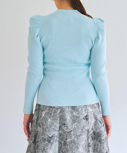 安哥拉觸感墊肩羅紋針織衫