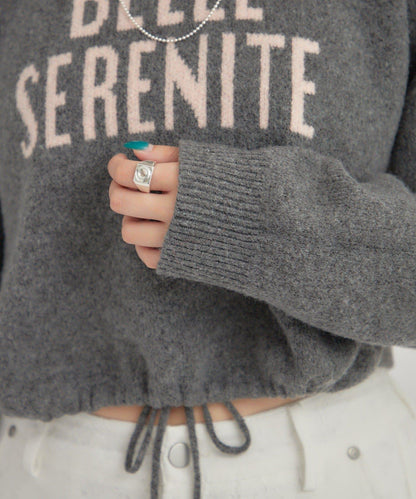 大LOGO抽繩針織衫