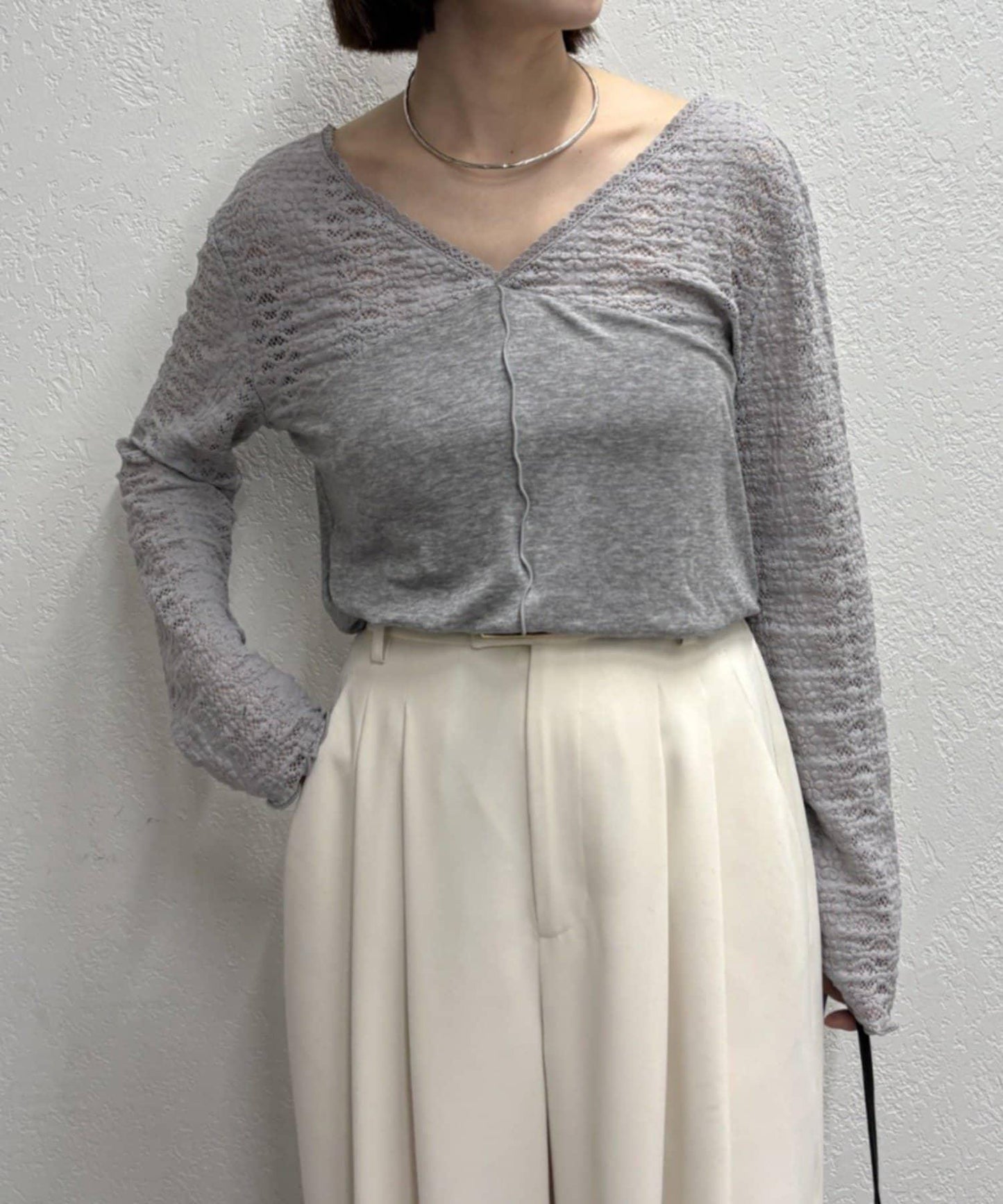 蕾絲拼接針織衫