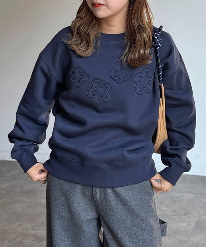 加絨花朵貼布衛衣