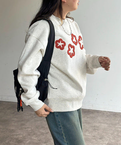 加絨花朵貼布衛衣