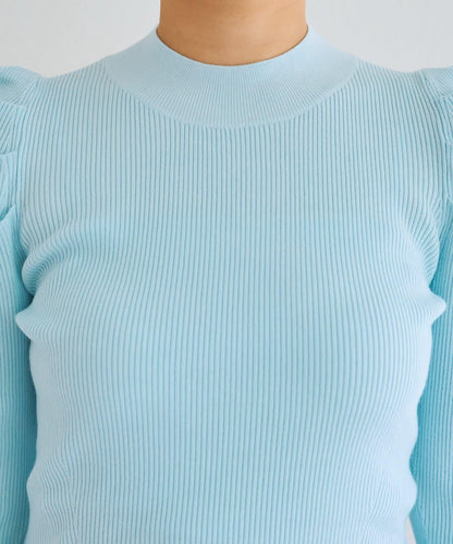 安哥拉觸感墊肩羅紋針織衫