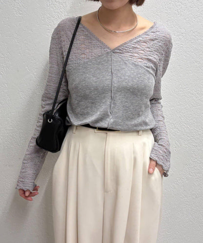 蕾絲拼接針織衫