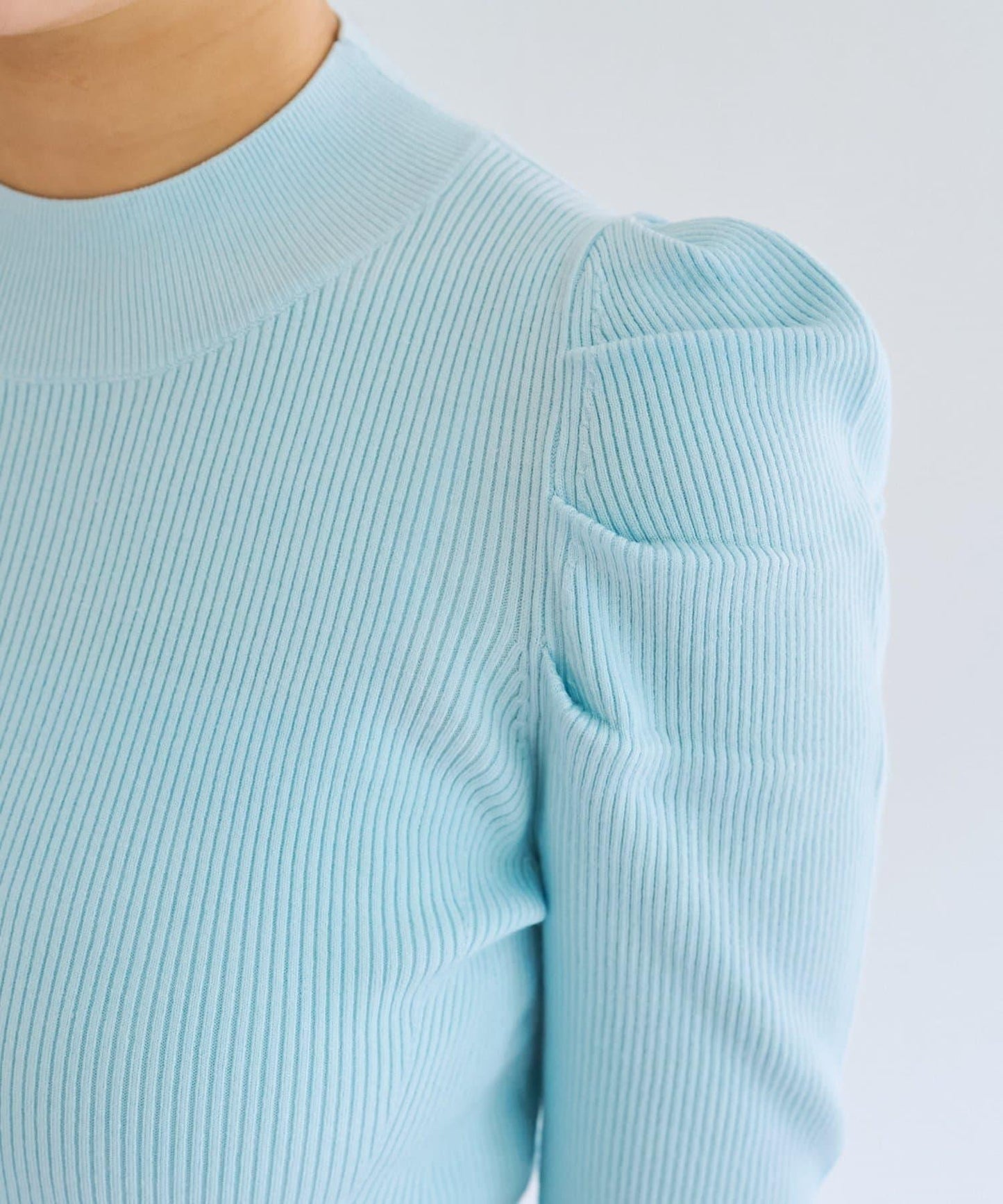 安哥拉觸感墊肩羅紋針織衫