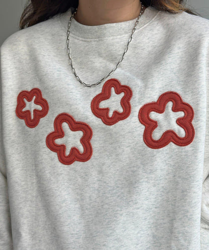 加絨花朵貼布衛衣