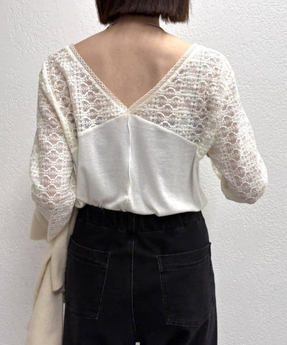 蕾絲拼接針織衫