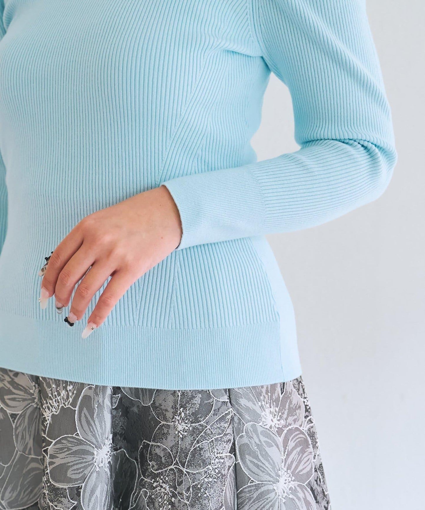 安哥拉觸感墊肩羅紋針織衫