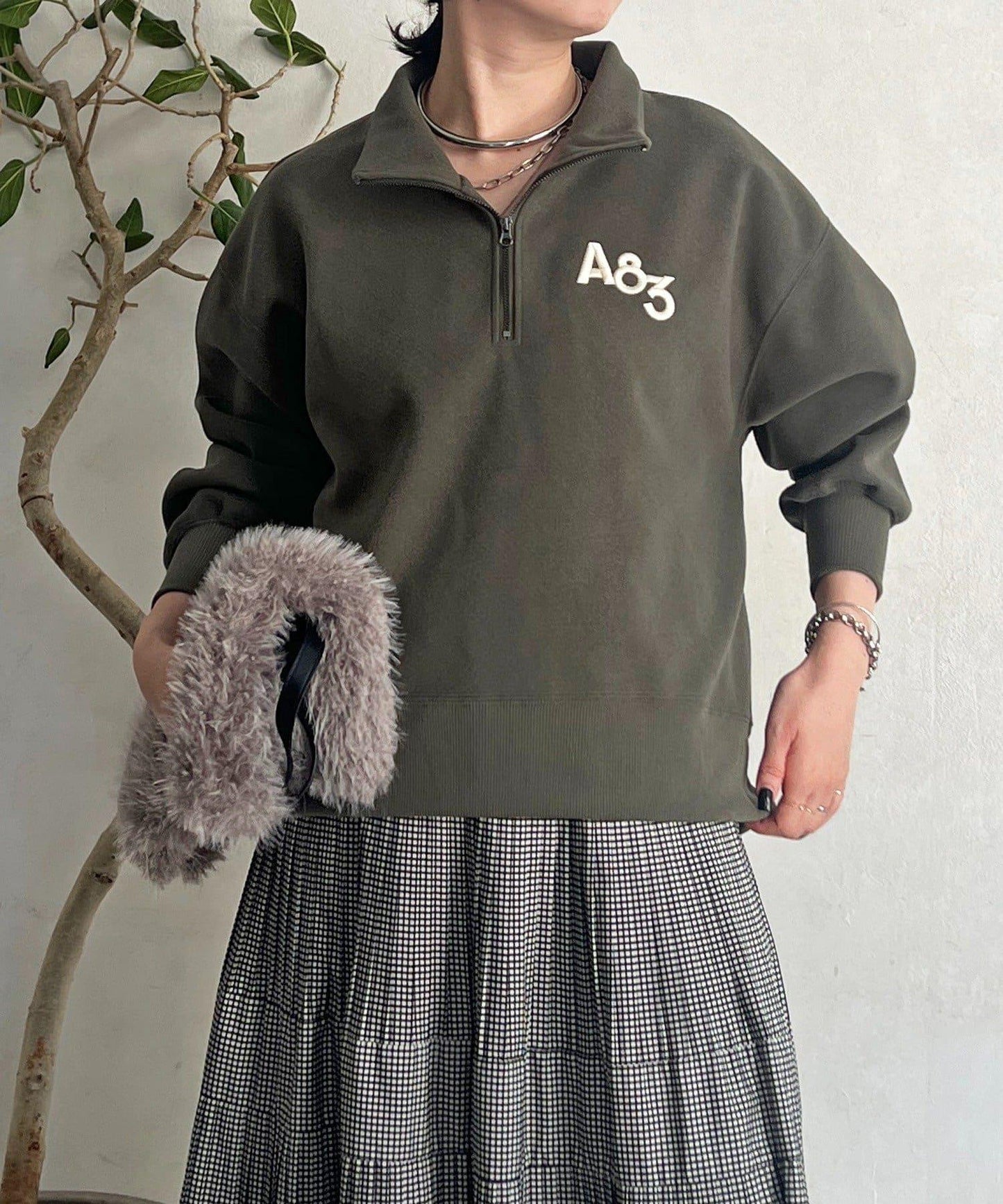 拉鍊羊羔絨套頭衫