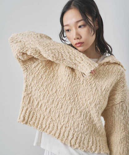 低密度針織開襟套頭衫