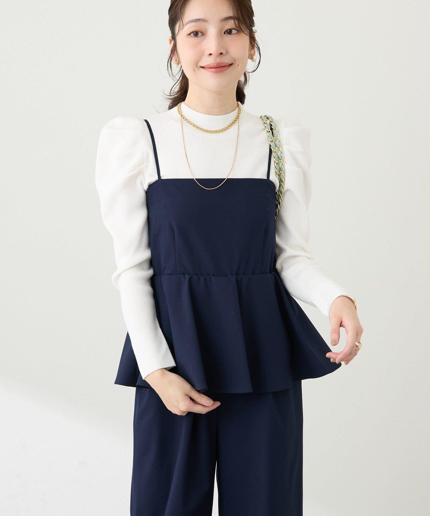 安哥拉觸感墊肩羅紋針織衫