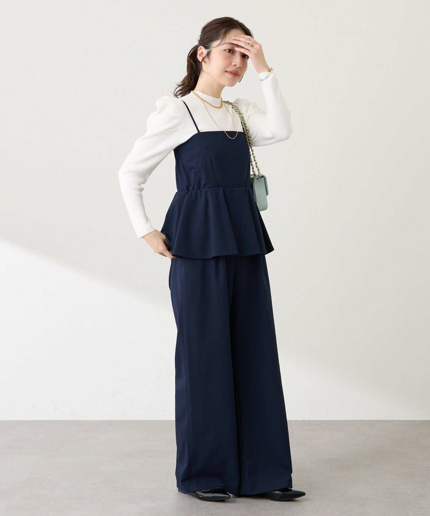 安哥拉觸感墊肩羅紋針織衫