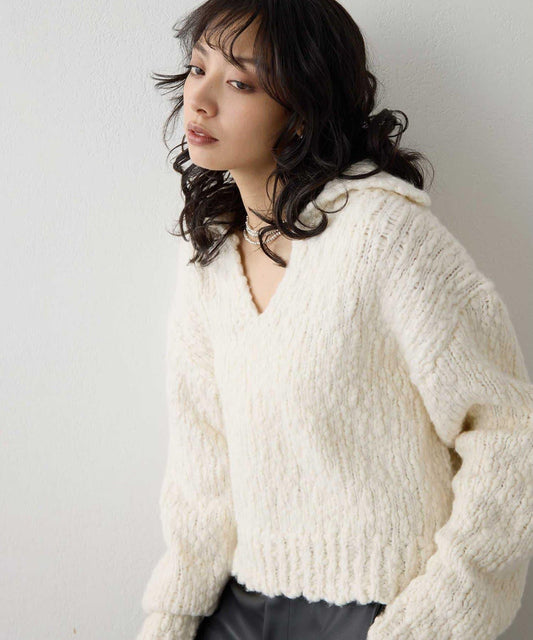 低密度針織開襟套頭衫