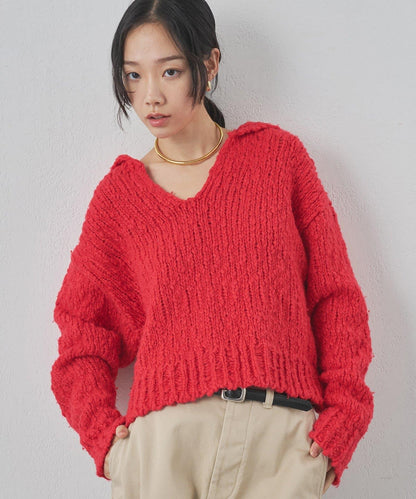 低密度針織開襟套頭衫