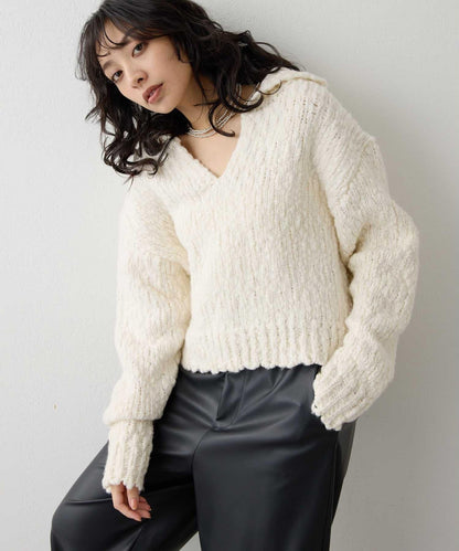 低密度針織開襟套頭衫