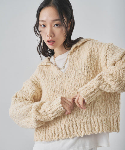 低密度針織開襟套頭衫