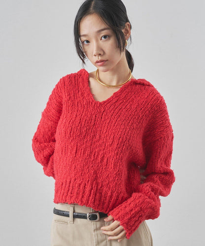 低密度針織開襟套頭衫