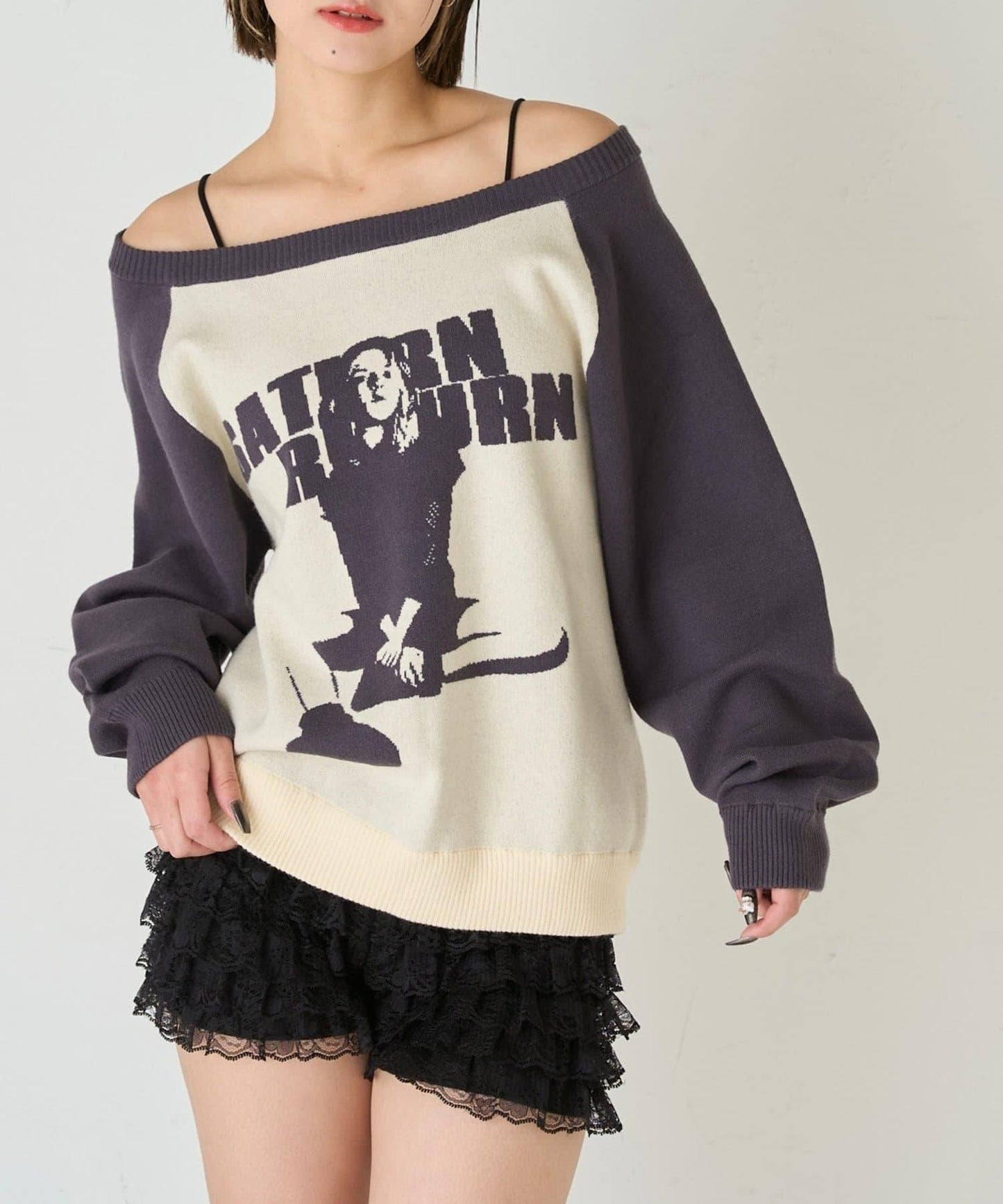 夏洛特一字肩針織衫