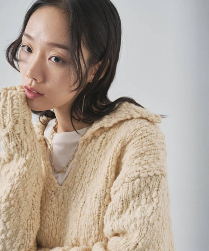 低密度針織開襟套頭衫