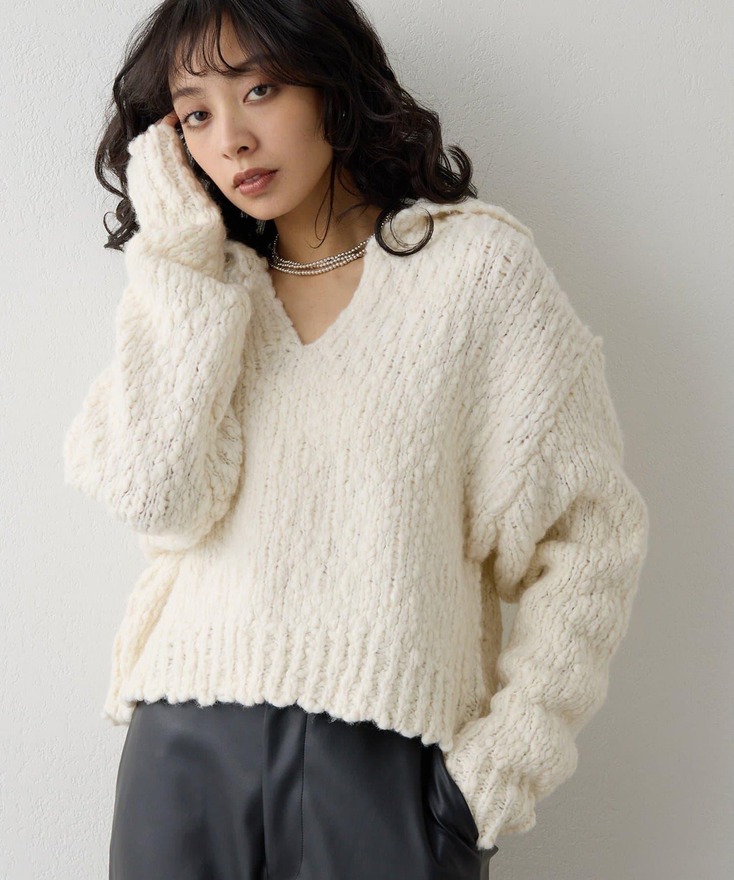 低密度針織開襟套頭衫