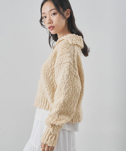 低密度針織開襟套頭衫