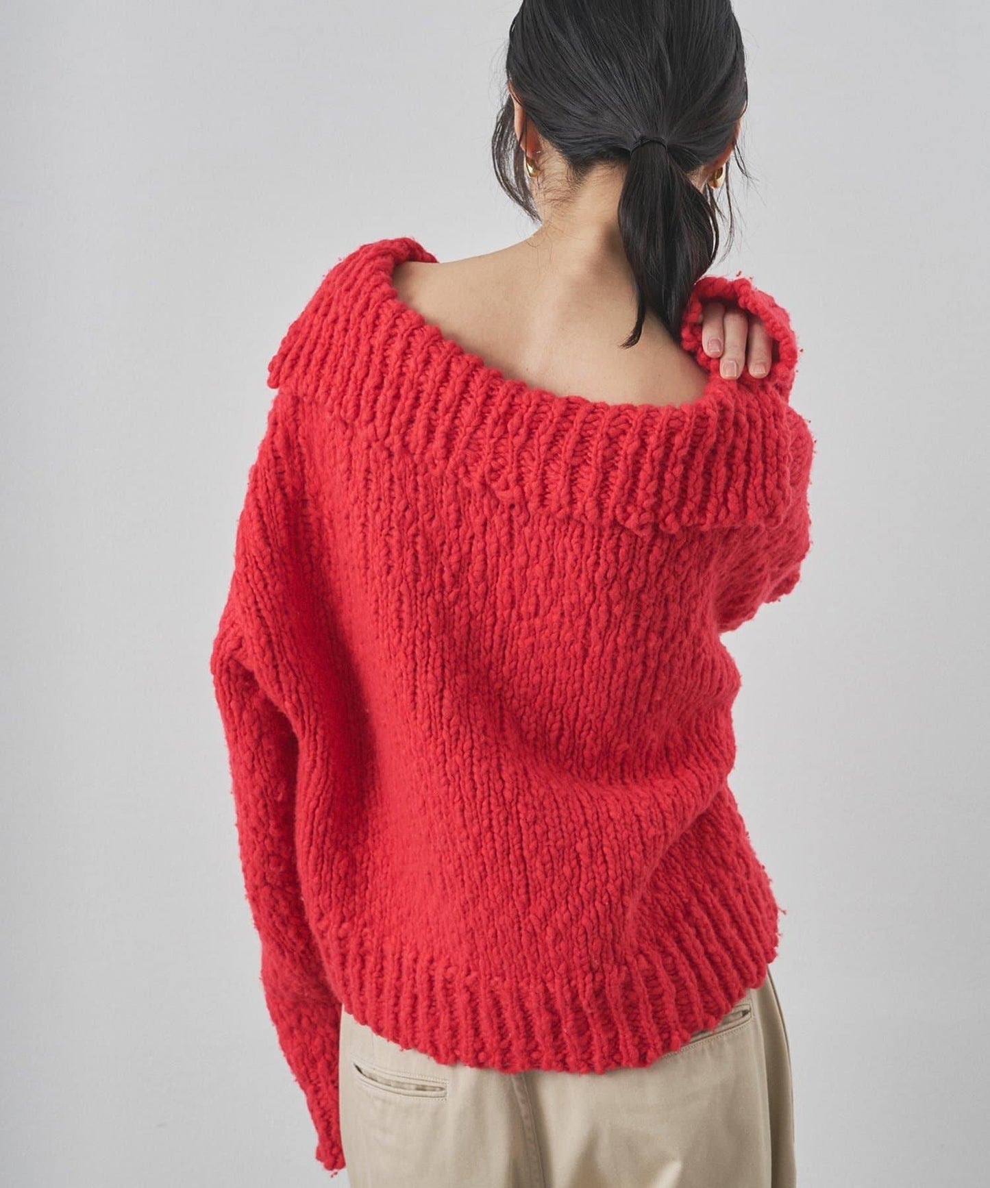 低密度針織開襟套頭衫