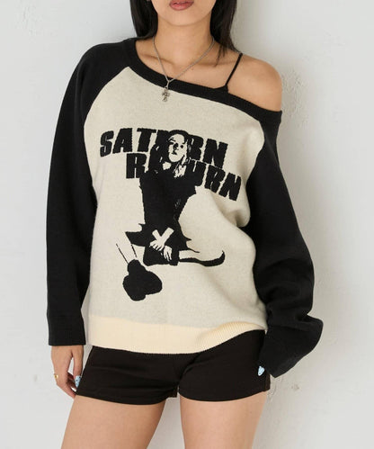 夏洛特一字肩針織衫