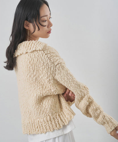 低密度針織開襟套頭衫