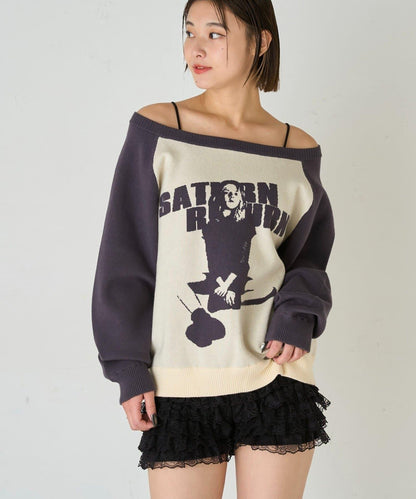 夏洛特一字肩針織衫