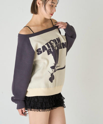 夏洛特一字肩針織衫