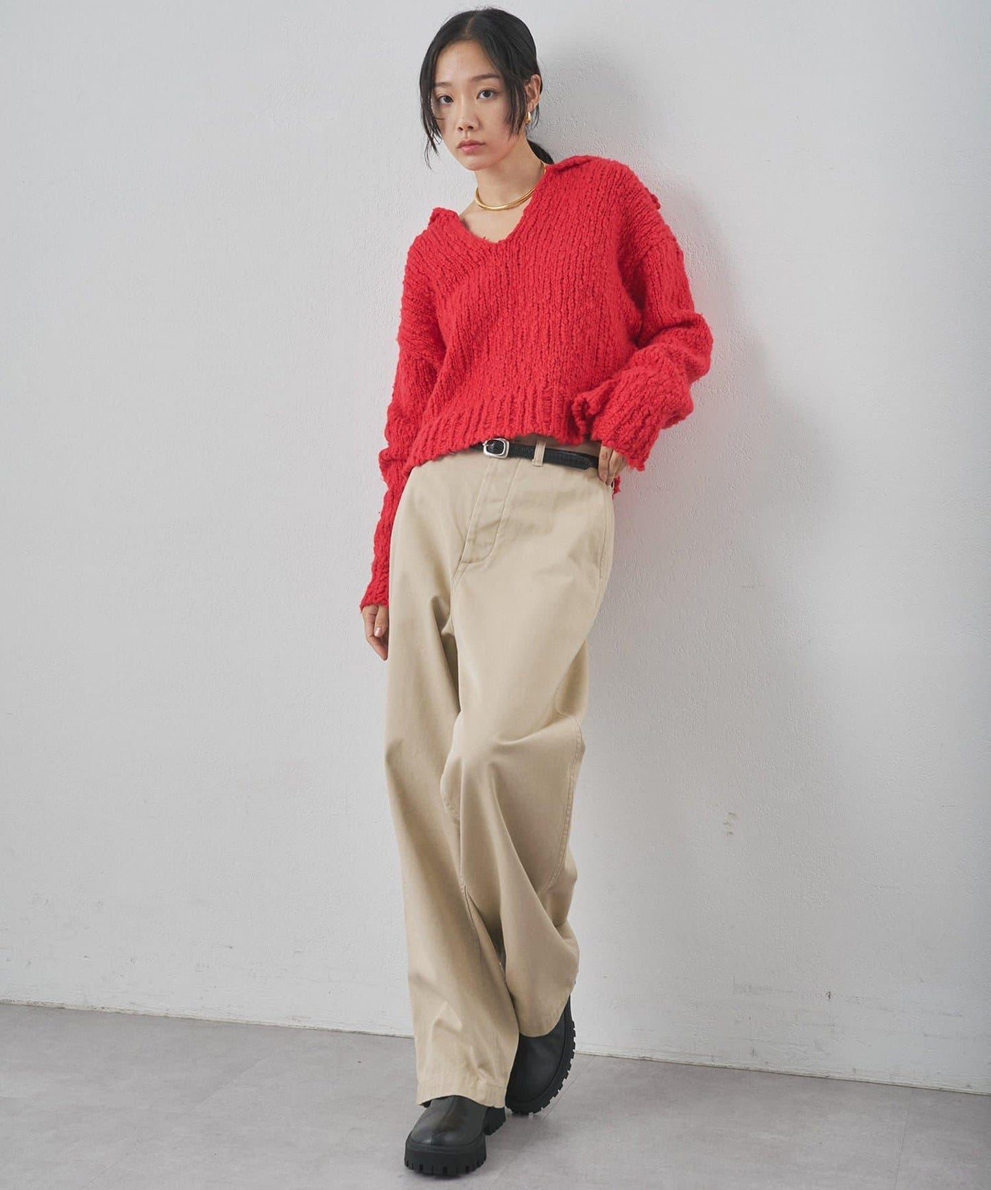 低密度針織開襟套頭衫