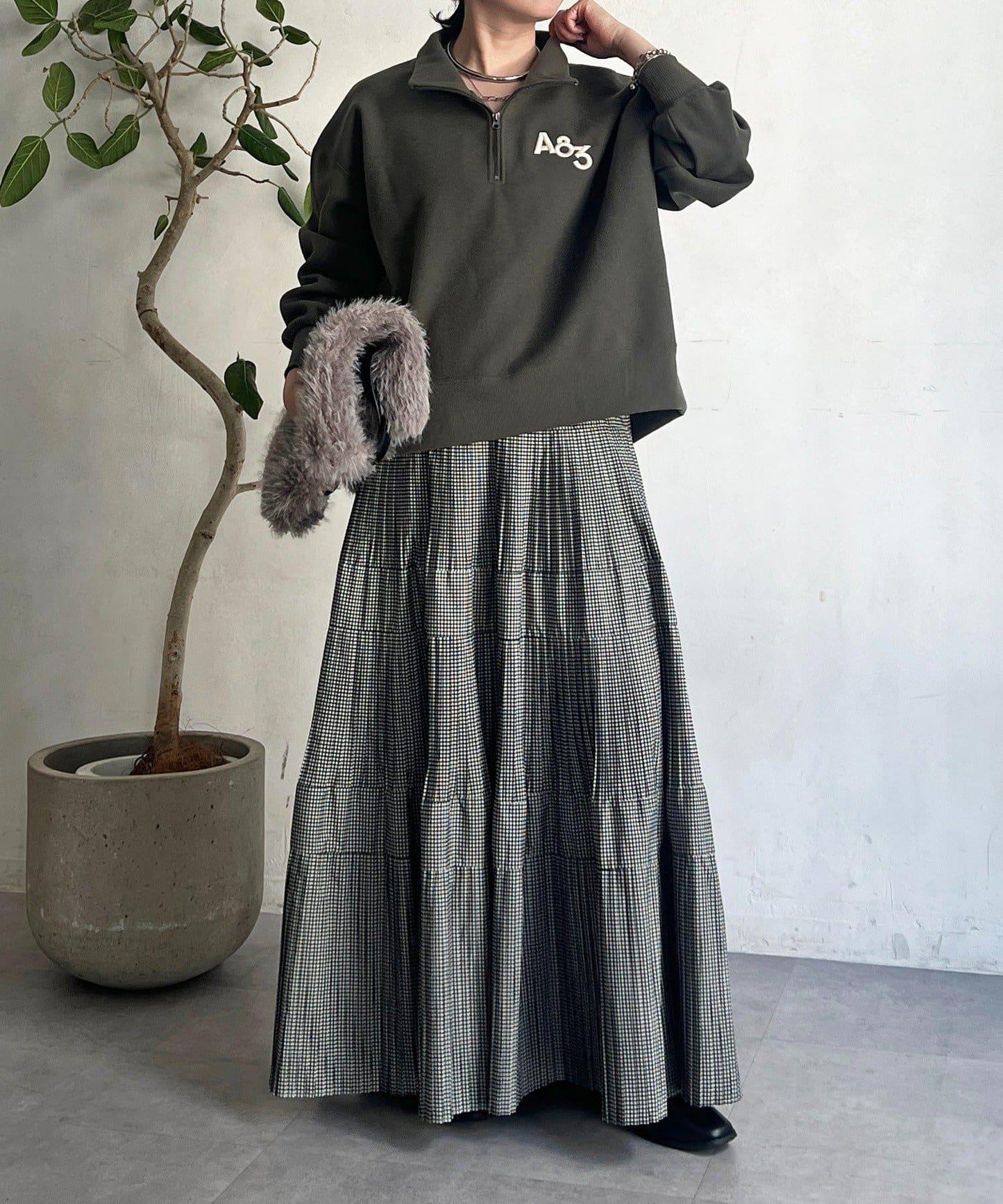 拉鍊羊羔絨套頭衫