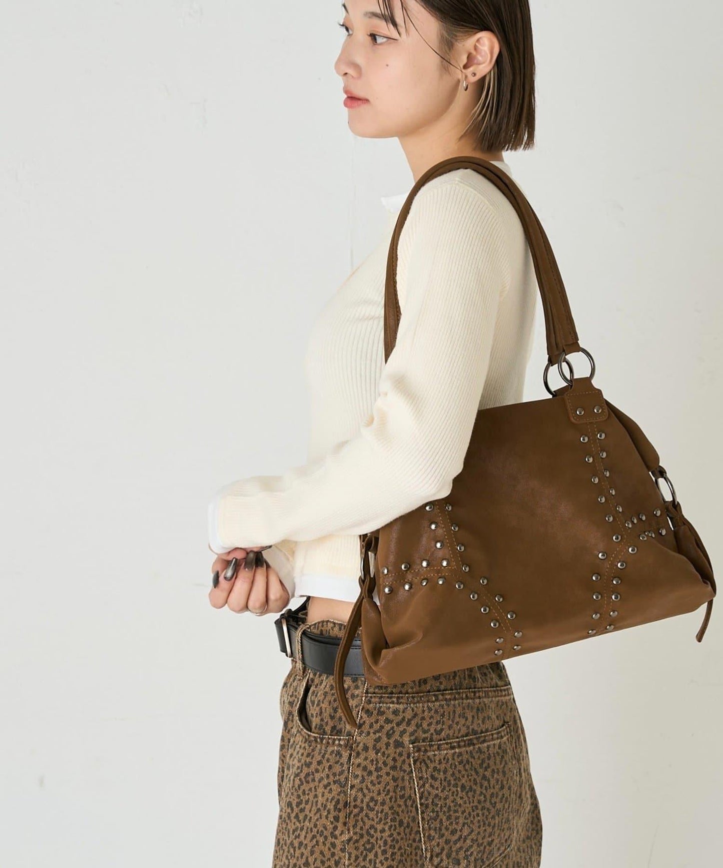 拼接亨利領針織衫