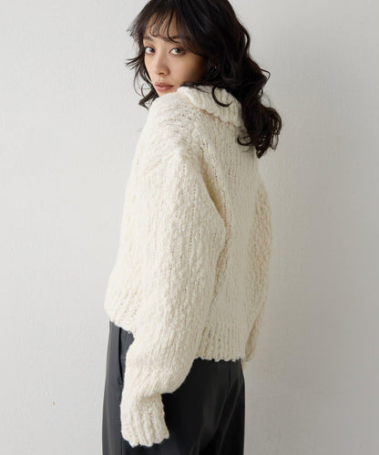 低密度針織開襟套頭衫