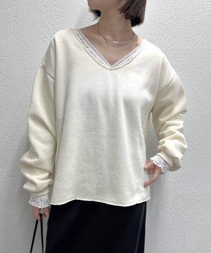 蕾絲拼接針織衫