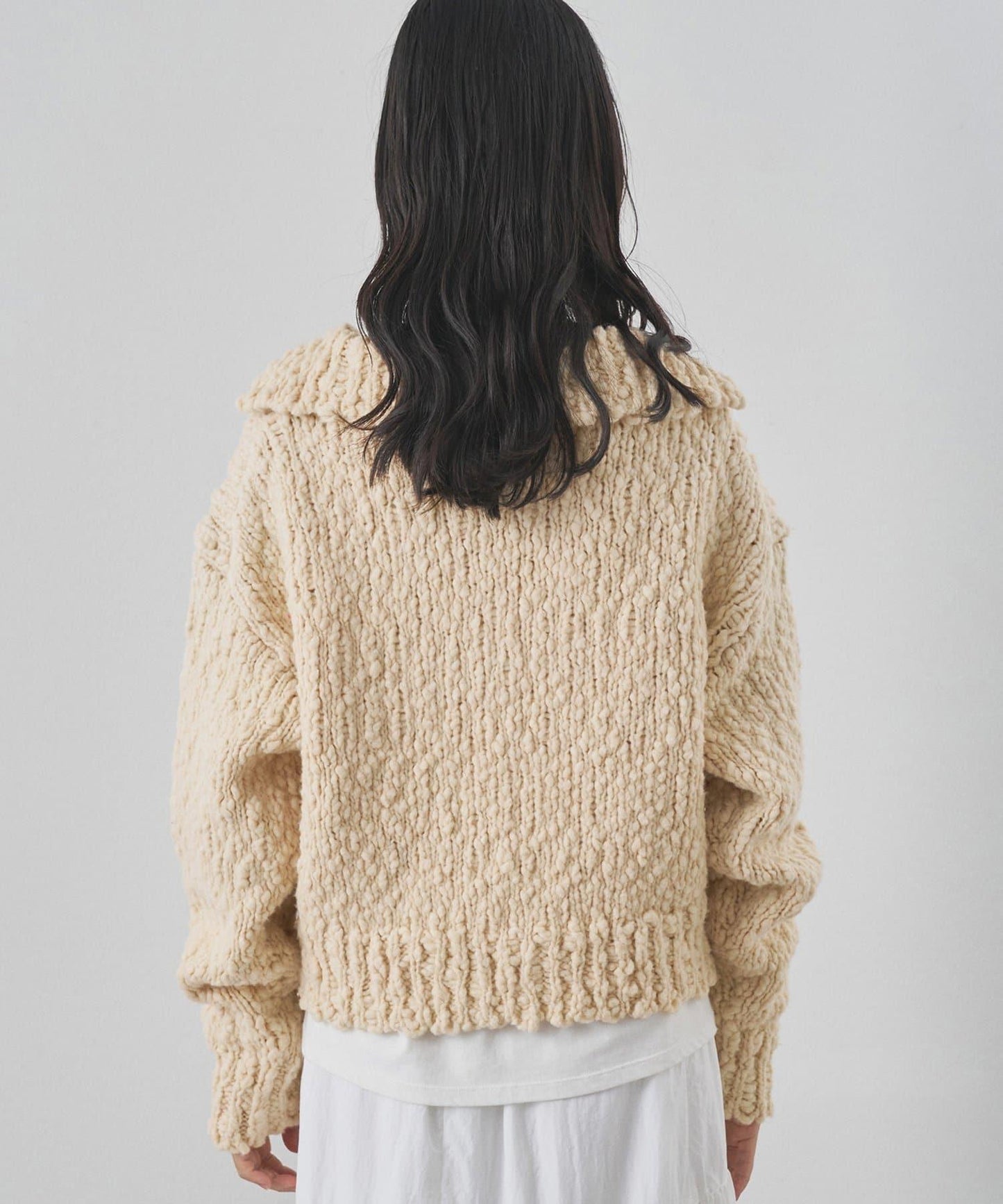 低密度針織開襟套頭衫