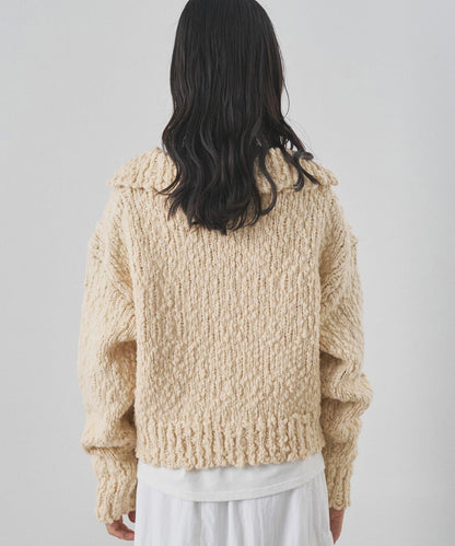 低密度針織開襟套頭衫