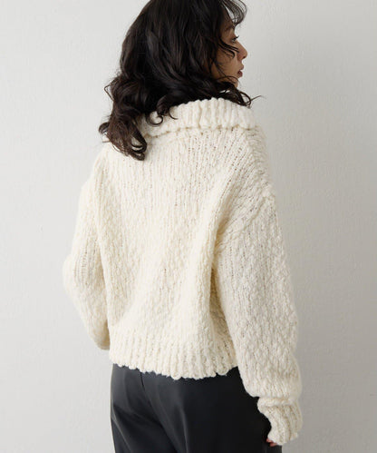 低密度針織開襟套頭衫