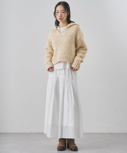 低密度針織開襟套頭衫