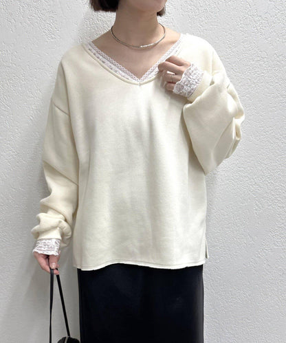 蕾絲拼接針織衫