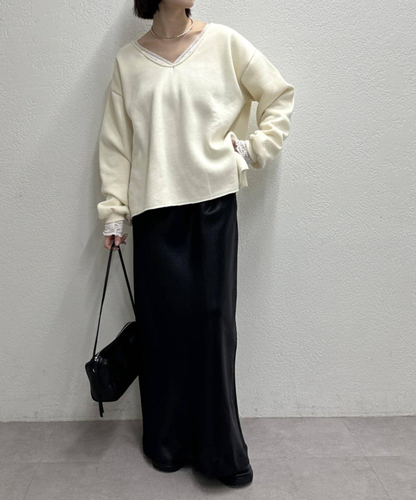 蕾絲拼接針織衫