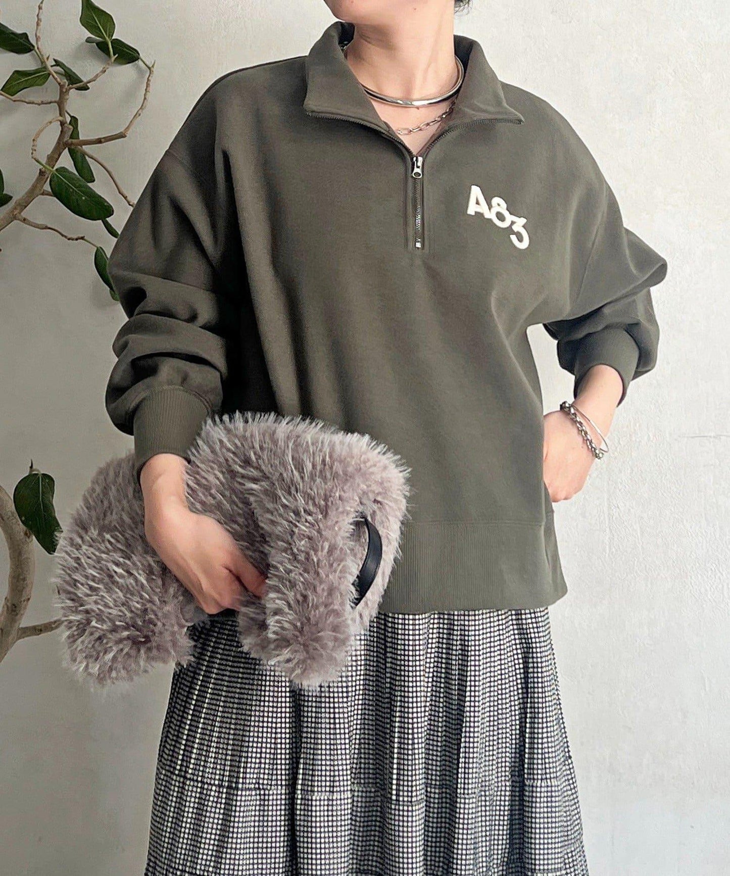 拉鍊羊羔絨套頭衫