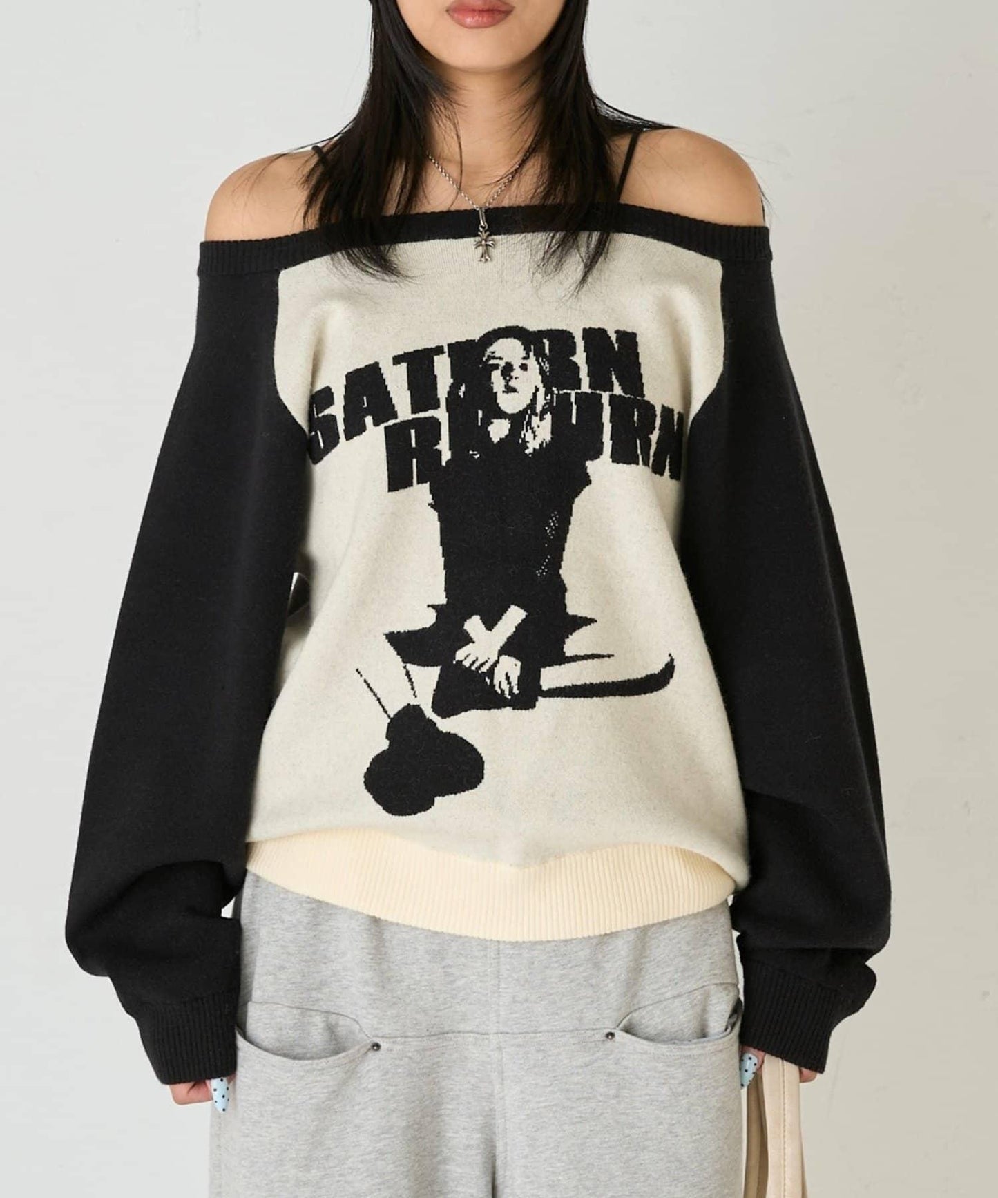 夏洛特一字肩針織衫