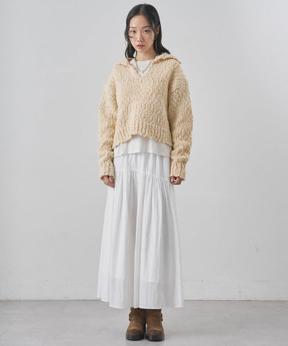 低密度針織開襟套頭衫