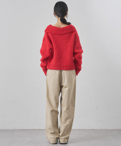 低密度針織開襟套頭衫